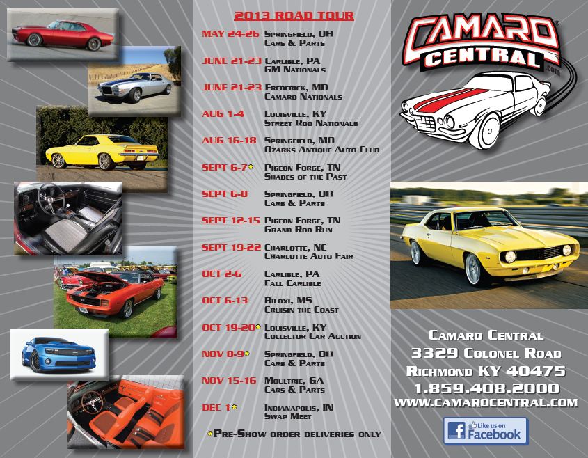 Camaro Central 1967-2014 Camaro Restoration Parts Source. 1-800-990-1969