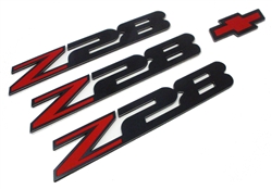 1993 - 2002 Camaro Z28 Emblem Set, Black Mirror Stainless Steel with ...