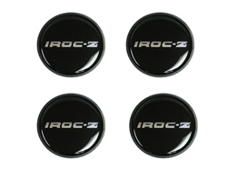 1985 - 1987 Camaro IROC-Z Wheel Center Caps, Set of 4, Black and Silver